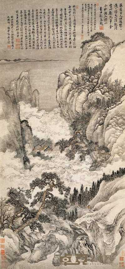 王翚 1716年作 溪山行旅图 立轴 126×58cm